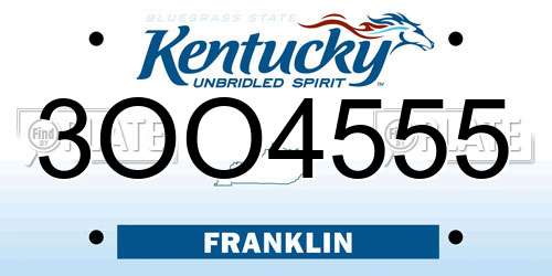 3OO4555 Kentucky License Plate