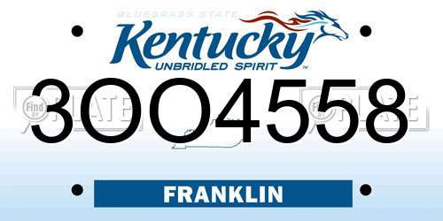 3OO4558 Kentucky License Plate