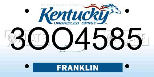 3OO4585 Kentucky License Plate