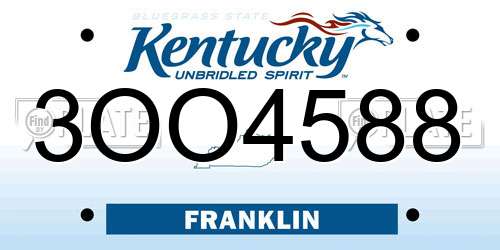 3OO4588 Kentucky License Plate