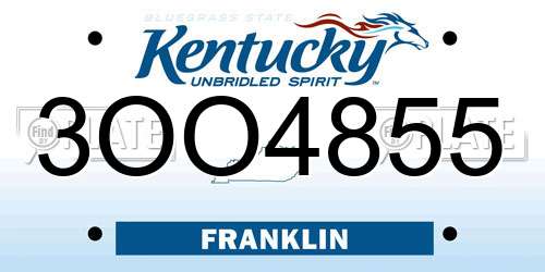 3OO4855 Kentucky License Plate
