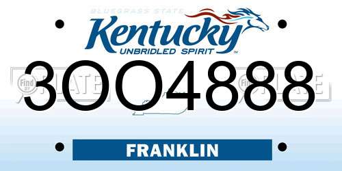 3OO4888 Kentucky License Plate