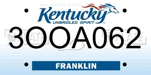 3OOA062 Kentucky License Plate