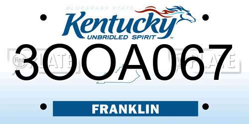 3OOA067 Kentucky License Plate
