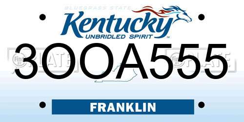 3OOA555 Kentucky License Plate