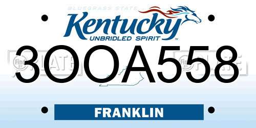 3OOA558 Kentucky License Plate