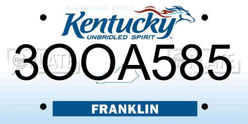 3OOA585 Kentucky License Plate