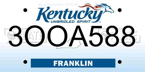 3OOA588 Kentucky License Plate