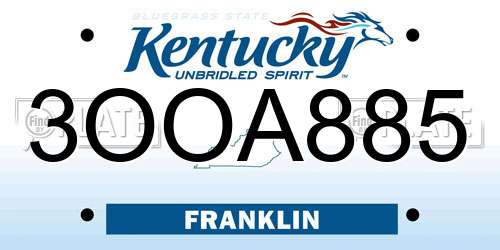 3OOA885 Kentucky License Plate