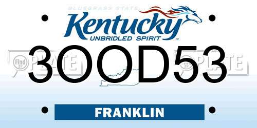 3OOD53 Kentucky License Plate