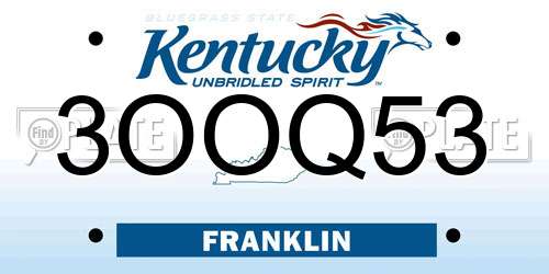 3OOQ53 Kentucky License Plate