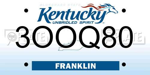 3OOQ80 Kentucky License Plate