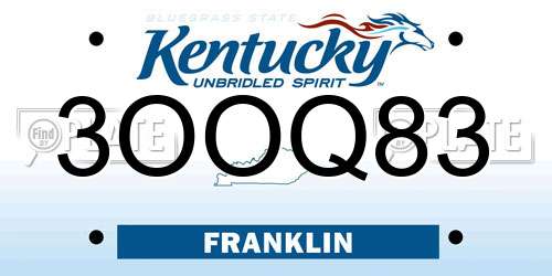 3OOQ83 Kentucky License Plate