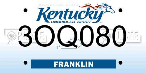 3OQ080 Kentucky License Plate