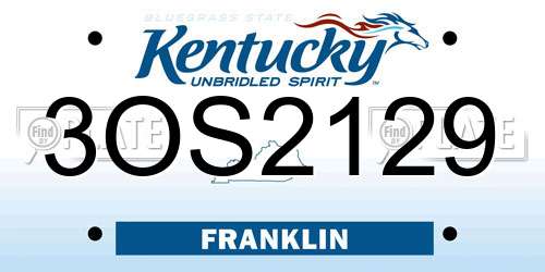 3OS2129 Kentucky License Plate