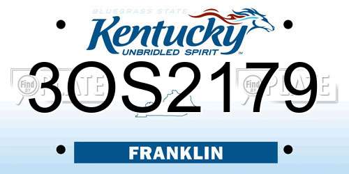 3OS2179 Kentucky License Plate