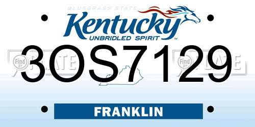 3OS7129 Kentucky License Plate