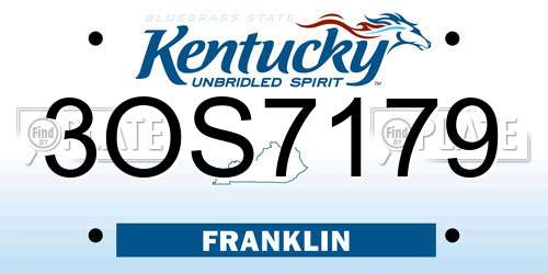 3OS7179 Kentucky License Plate