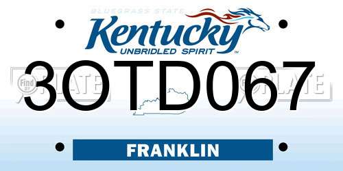 3OTD067 Kentucky License Plate