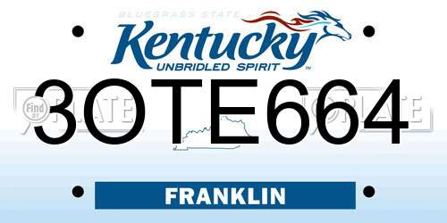 3OTE664 Kentucky License Plate
