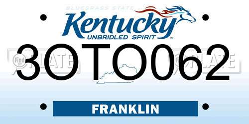 3OTO062 Kentucky License Plate