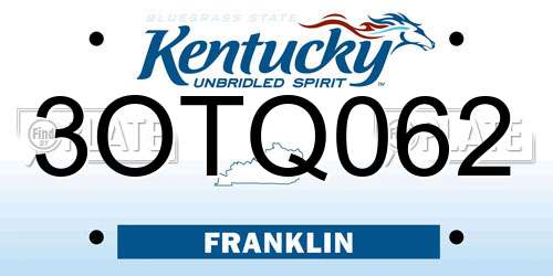 3OTQ062 Kentucky License Plate