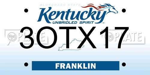 3OTX17 Kentucky License Plate