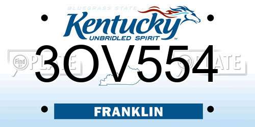 3OV554 Kentucky License Plate