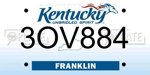 3OV884 Kentucky License Plate