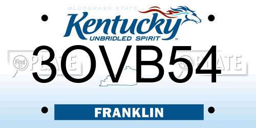 3OVB54 Kentucky License Plate