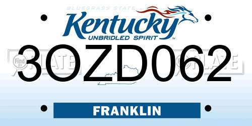 3OZD062 Kentucky License Plate