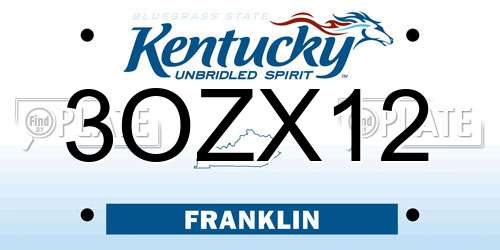 3OZX12 Kentucky License Plate