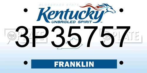 3P35757 Kentucky License Plate