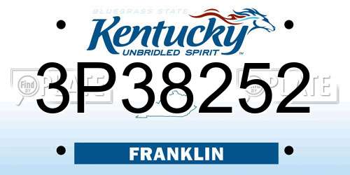 3P38252 Kentucky License Plate
