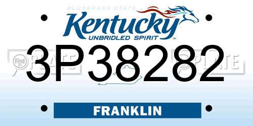 3P38282 Kentucky License Plate