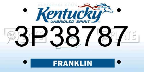 3P38787 Kentucky License Plate