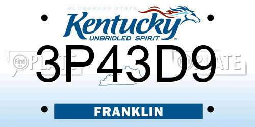 3P43D9 Kentucky License Plate