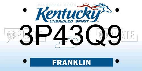 3P43Q9 Kentucky License Plate