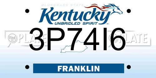 3P74I6 Kentucky License Plate