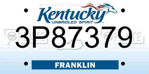3P87379 Kentucky License Plate