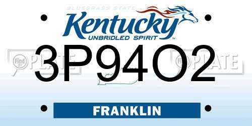 3P94O2 Kentucky License Plate
