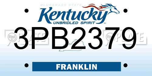 3PB2379 Kentucky License Plate