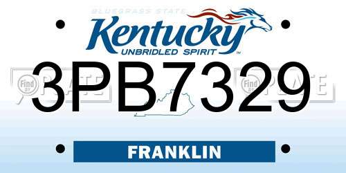 3PB7329 Kentucky License Plate