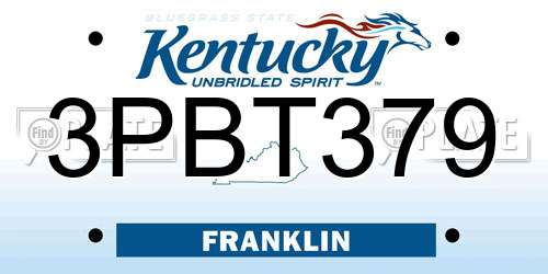 3PBT379 Kentucky License Plate