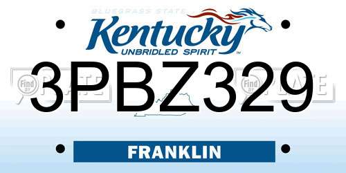 3PBZ329 Kentucky License Plate