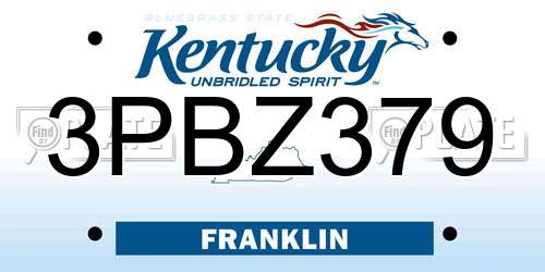 3PBZ379 Kentucky License Plate