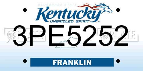 3PE5252 Kentucky License Plate