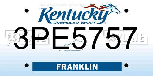 3PE5757 Kentucky License Plate