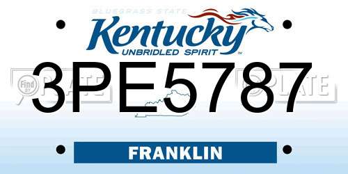 3PE5787 Kentucky License Plate