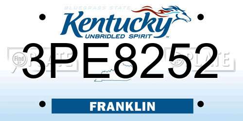 3PE8252 Kentucky License Plate